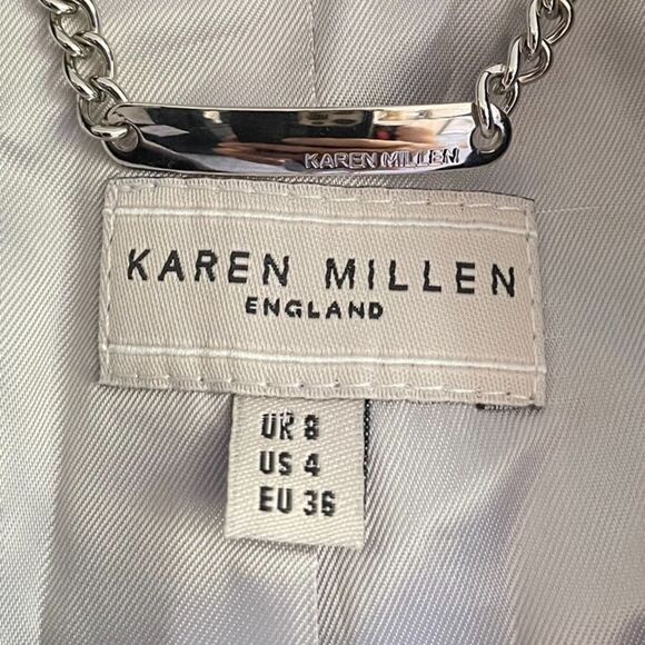 KAREN MILLEN Tailored Denim Cotton Blazer Vest Blue 4 - Picture 12 of 13